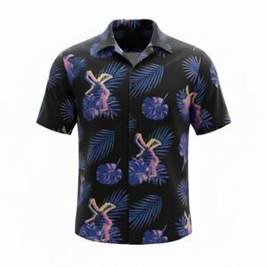 Dutch Bros Coffee Hawaiian Print Button Up Shirt Size Medium